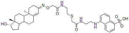CAS 登录号：75585-80-7， 5-[2-[[2-[2-[[2-[[(10R,13S,17S)-17-羟基-10,13-二甲基-1,2,6,7,8,9,11,12,14,15,16,17-十二氢环戊烯并[a]菲-3-亚基]氨基]氧基乙酰基]氨基]乙硫基]乙酰基]氨基]乙基氨基]萘-1-磺酸