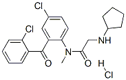 CAS 登录号：75615-95-1， N-[4-氯-2-(2-氯苯甲酰基)苯基]-2-(环戊基氨基)-N-甲基乙酰胺盐酸盐