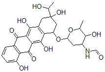 CAS#: 76634-96-3， N-[3-Hydroxy-2-Methyl-6-[[3,5,10,12-Tetrahydroxy-3-(1-Hydroxyethyl)-6,11-Dioxo-2,4-Dihydro-1H-Tetracen-1-Yl]Oxy]Oxan-4-Yl]Formamide