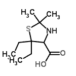 CAS 登录号：772284-67-0， 5,5-二乙基-2,2-二甲基-1,3-噻唑烷-4-羧酸