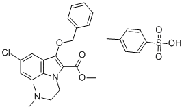 CAS 登录号：77965-44-7， 1-(beta-二甲基氨基乙基)-2-甲氧羰基-3-苄氧基-5-氯-吲哚-甲苯-4-磺酸酯