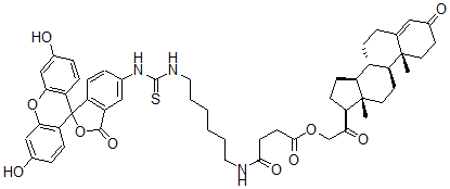 CAS 登录号：78249-64-6， [2-[(8S,9S,10R,13S,14S,17S)-10,13-二甲基-3-氧代-1,2,6,7,8,9,11,12,14,15,16,17-十二氢环戊烯并[a]菲-17-基]-2-氧代乙基]4-[6-[(3',6'-二羟基-3-氧代螺[2-苯并呋喃-1,9'-氧杂蒽]-5-基)硫代氨基甲酰氨基]己基氨基]-4-氧代丁酸酯