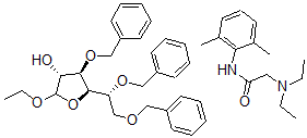 CAS 登录号：78940-02-0， 乙基3,5,6-三-O-(苯基甲基)-D-呋喃葡糖苷与2-(二乙基氨基)-N-(2,6-二甲基苯基)乙酰胺混合物