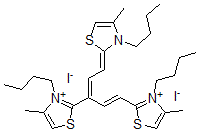 CAS 登录号：79574-11-1， 3-丁基-2-[(1E,3Z,5E)-1-(3-丁基-4-甲基-1,3-噻唑-3-鎓-2-基)-5-(3-丁基-4-甲基-1,3-噻唑-2-亚基)戊-1,3-二烯-3-基]-4-甲基-1,3-噻唑-3-鎓二碘化物