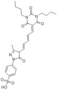 CAS 登录号：79811-16-8， 4-[4-[(1E,3E)-5-(1,3-二丁基-2,4,6-三氧代-1,3-二嗪农-5-亚基)戊-1,3-二烯基]-3-甲基-5-氧代-4H-吡唑-1-基]苯磺酸