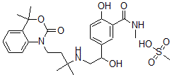 CAS 登录号：81695-89-8， 5-[2-[[4-(7,7-二甲基-9-氧代-8-氧杂-10-氮杂双环[4.4.0]十-1,3,5-三烯-10-基)-2-甲基-丁烷-2-基]氨基]-1-羟基-乙基]-2-羟基-N-甲基L-苯甲酰胺甲磺酸盐