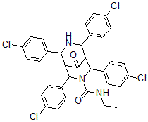 CAS 登录号：82058-43-3， N-乙基-9-氧代-2,4,6,8-四(对氯苯基)-3,7-二氮杂双环(3.3.1)壬烷-3-甲酰胺