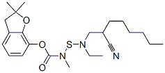 CAS 登录号：82560-75-6， (2,2-二甲基-3H-苯并呋喃-7-基) N-(2-氰基乙基-辛基-氨基)巯基-N-甲基-氨基甲酸酯