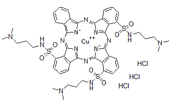 CAS 登录号：82864-58-2， [N,N',N''-三[3-(二甲基氨基)丙基]-29H,31H-酞菁-C,C,C-三磺酰胺基]-铜三盐酸盐