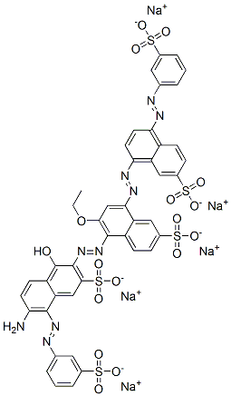 CAS 登录号：83221-48-1， 5-[2-[6-氨基-1-羟基-3-磺基-5-[2-(3-磺基苯基)偶氮]-2-萘基]偶氮]-6-乙氧基-8-[2-[7-磺基-4-[2-(3-磺基苯基)偶氮]-1-萘基]偶氮]-2-萘磺酸钠盐(1:5)