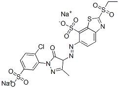 CAS 登录号：83400-24-2， 6-[2-[1-(2-氯-5-磺基苯基)-4,5-二氢-3-甲基-5-氧代-1H-吡唑-4-基]偶氮]-2-(乙基磺酰基)-7-苯并噻唑磺酸钠盐(1:2)
