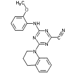 CAS 登录号：841281-47-8， 4-(3,4-二氢-1(2H)-喹啉基)-6-[(2-甲氧基苯基)氨基]-1,3,5-三嗪-2-甲腈