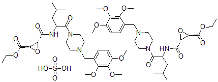 CAS 登录号:84579-82-8, (2R-(2-alpha,3-beta(S*)))-3-(((3-甲基-1-((4-((2,3,4-三甲氧基苯基)甲基)-1-哌嗪基)羰基)丁基)氨基)羰基)环氧乙烷羧酸乙酯硫酸盐 (2:1)