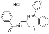 CAS 登录号：84671-55-6， N-((2,3-二氢-1-甲基-5-(3-噻吩基)-1H-1,4-苯并二氮杂卓-2-基)甲基)-苯甲酰胺单盐酸盐