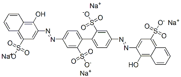 CAS 登录号：84753-06-0， 4,4-二((1-羟基-4-磺酸基-2-萘基)偶氮)(1,1-联苯)-2,2-二磺酸四钠盐