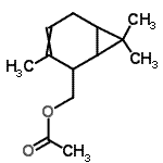 CAS 登录号：84864-55-1， (3,7,7-三甲基双环[4.1.0]庚-3-烯-2-基)甲基乙酸酯
