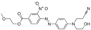 CAS 登录号：85136-56-7， 2-甲氧基乙基 4-[[4-[(2-氰基乙基)(2-羟基乙基)氨基]苯基]偶氮]-3-硝基苯甲酸酯