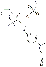 CAS 登录号：85187-82-2， 2-[2-[4-[(2-氰基乙基)甲基氨基]苯基]乙烯基]-1,3,3-三甲基-3H-吲哚鎓硫酸甲酯盐