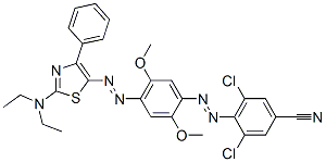 CAS 登录号：85392-15-0， 3,5-二氯-4-[[4-[[2-(二乙基氨基)-4-苯基噻唑-5-基]偶氮]-2,5-二甲氧基苯基]偶氮]苯甲腈