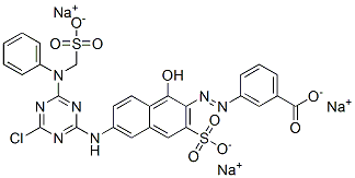 CAS 登录号：85455-56-7， 3-[[6-[[4-氯-6-[苯基(磺酸基甲基)氨基]-1,3,5-三嗪-2-基]氨基]-1-羟基-3-磺酸基-2-萘基]偶氮]苯甲酸三钠