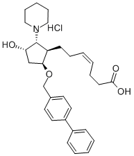 CAS 登录号：85505-64-2， (4Z)-7-[(1R,2R,3S,5S)-5-([1,1'-联苯]-4-基甲氧基)-3-羟基-2-(1-哌啶基)环戊基]-4-庚烯酸盐酸盐