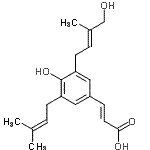 CAS 登录号：85819-52-9， (2E)-3-{4-羟基-3-[(2E)-4-羟基-3-甲基-2-丁烯-1-基]-5-(3-甲基-2-丁烯-1-基)苯基}丙烯酸