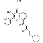 CAS 登录号:86433-59-2, 4-(1-哌啶基)-2-丁炔基3-甲基-4-氧代-2-苯基-4H-苯并吡喃-8-羧酸酯盐酸盐(1:1)