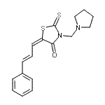 CAS 登录号：86650-22-8， (5E)-5-[(2E)-3-苯基-2-丙烯-1-亚基]-3-(1-吡咯烷基甲基)-2-硫代-1,3-噻唑烷-4-酮