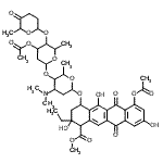 CAS 登录号：86651-72-1， 甲基7-乙酰氧基-4-({4-O-[3-O-乙酰基-2,6-二脱氧-4-O-(6-甲基-5-氧代四氢-2H-吡喃-2-基)己糖吡喃糖苷]-2,3,6-三脱氧-3-(二甲基氨基)己糖吡喃糖苷}氧基)-2-乙基-2,5,9-三羟基-6,11-二氧代-1,2,3,4,6,11-六氢-1-四c烯羧酸酯