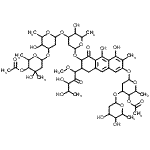 CAS 登录号：86917-64-8， 1-C-(7-{[4-O-乙酰基-2,6-二脱氧-3-O-(2,6-二脱氧吡喃己糖苷)己糖吡喃糖苷]氧基}-3-{[4-O-乙酰基-2,6-二脱氧-3-C-甲基己糖吡喃糖苷-(1->3)-2,6-二脱氧吡喃己糖苷-(1->3)-2,6-二脱氧吡喃己糖苷]氧基}-5,10-二羟基-6-甲基-4-氧代-1,2,3,4-四氢-2-蒽基)-5-脱氧-1-O-甲基戊-2-纤维骨架