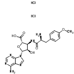 CAS 登录号：86936-92-7， (2S,3S,4R,5R)-3-{[(2S)-2-氨基-3-(4-甲氧基苯基)丙酰]氨基}-5-(6-氨基-9H-嘌呤-9-基)-4-羟基四氢-2-呋喃羧酸二盐酸盐