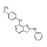 CAS 登录号：871266-93-2， N<sup>7</sup>-(4-甲氧基苯基)-N<sup>2</sup>-苯基[1,3]噻唑并[5,4-d]嘧啶-2,7-二胺