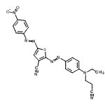 CAS 登录号：87606-56-2， 2-({4-[(2-氰基乙基)(乙基)氨基]苯基}偶氮)-5-[(4-硝基苯基)偶氮]-3-噻吩甲腈