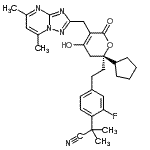 CAS#: 877225-09-7， 2-[4-(2-{(2R)-2-Cyclopentyl-5-[(5,7-dimethyl[1,2,4]triazolo[1,5-a]pyrimidin-2-yl)methyl]-4-hydroxy-6-oxo-3,6-dihydro-2H-pyran-2-yl}ethyl)-2-fluorophenyl]-2-methylpropanenitrile