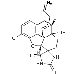 CAS 登录号：87872-71-7， (5'S,13'R)-4'-烯丙基-10',17'-二羟基-2,5-二氧代螺[咪唑烷-4,14'-[12]氧杂[4]铵五环[9.6.1.0<sup>1,13</sup>.0<sup>5,17</sup>.0<sup>7,18</sup>]十八碳[3,7(18),8,10]四烯]