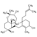 CAS 登录号：87978-31-2， (3R,5aR,6R,7S)-6-{2-[3-羟基-2,6-二甲基-6-(4-甲基-3-戊烯-1-基)-1-环己烯-1-基]乙基}-2,2,5a,7-四甲基十氢-1-苯并氧杂卓-3,7-二醇
