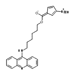CAS 登录号：88373-09-5， (Z)-{[6-(9-吖啶基氨基)己基]氧基}(3-偶氮基-2,4-环戊二烯-1-亚基)甲醇