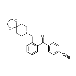 structure of CAS# 898755-87-8, 4-[2-(1,4-Dioxa-8-azaspiro[4.5]dec-8-ylmethyl)benzoyl]benzonitrile;4'-cyano-<wbr>2-[8-(1,4<wbr>-dioxa-8-<wbr>azaspiro[<wbr>4.5]decyl<wbr>)methyl]b<wbr>enzopheno<wbr>ne
