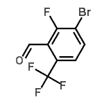 structure of CAS# 909186-28-3, 3-Bromo-2-fluoro-6-(trifluoromethyl)benzaldehyde;3-Bromo-2-fluoro-6-(trifluoromethyl)benzaldehyde