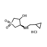 CAS 登录号：916901-08-1， (4R)-4-[(环丙基甲基)氨基]四氢-3-噻吩醇1,1-二氧化物盐酸盐(1:1)