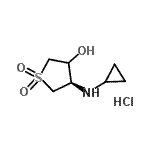 CAS 登录号：916901-09-2， (4R)-4-(环丙基氨基)四氢-3-噻吩醇1,1-二氧化物盐酸盐(1:1)