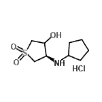 CAS 登录号：916901-11-6， (4R)-4-(环戊基氨基)四氢-3-噻吩醇1,1-二氧化物盐酸盐(1:1)
