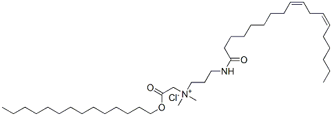 CAS 登录号：93762-18-6， (Z,Z)-(二甲基)[3-[(1-氧代-9,12-十八碳二烯基)氨基]丙基][2-氧代-2-(十四烷氧基)乙基]氯化铵