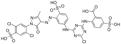 CAS 登录号：93858-80-1， 2-[[4-氯-6-[[3-[[1-(2,5-二氯-4-磺基苯基)-4,5-二氢-3-甲基-5-氧代-1H-吡唑-4-基]偶氮]-4-磺基苯基]氨基]-1,3,5-三嗪-2-基]氨基]-5-磺基苯甲酸
