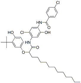 CAS 登录号：93919-53-0， N-[4-[[2-[3-(叔丁基)-4-羟基苯氧基]-1-氧代十四烷基]氨基]-5-氯-2-羟基苯基]-4-氯苯甲酰胺