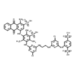 CAS 登录号：94021-16-6， 2-({4-[(2-{[4-({3-[(4-氨基-9,10-二氧代-3-磺基-9,10-二氢-1-蒽基)氨基]-2,4,6-三甲基-5-磺基苯基}氨基)-6-氯-1,3,5-三嗪-2-基]氨基}乙基)氨基]-6-氯-1,3,5-三嗪-2-基}氨基)-1,4-苯二磺酸