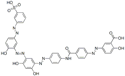 CAS 登录号：94021-33-7， 5-[2-[4-[[[4-[2-[2,4-二羟基-5-[2-[2-羟基-5-[2-(3-磺基苯基)偶氮]苯基]偶氮]苯基]偶氮]苯基]氨基]羰基]苯基]偶氮]-2-羟基-苯甲酸
