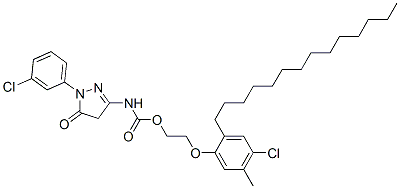 CAS 登录号：94087-60-2， 2-(4-氯-5-甲基-2-十四烷基苯氧基)乙基 [1-(3-氯苯基)-4,5-二氢-5-氧代-1H-吡唑-3-基]氨基甲酸酯