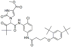 CAS 登录号：94087-64-6， 1-[1-[[5-[[4-(2,4-二-叔丁基苯氧基)丁酰基]氨基]-2-氯苯基]氨基甲酰基]-3,3-二甲基-2-氧代丁基]-2,3-二氢-2-氧代-1H-咪唑-4-羧酸甲酯