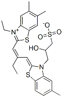 CAS 登录号：94158-28-8， 3-乙基-2-[2-[[3-(2-羟基-3-磺酰基丙基)-5-甲基-3H-苯并噻唑-2-亚基]甲基]丁-1-烯基]-5,6-二甲基苯并噻唑鎓